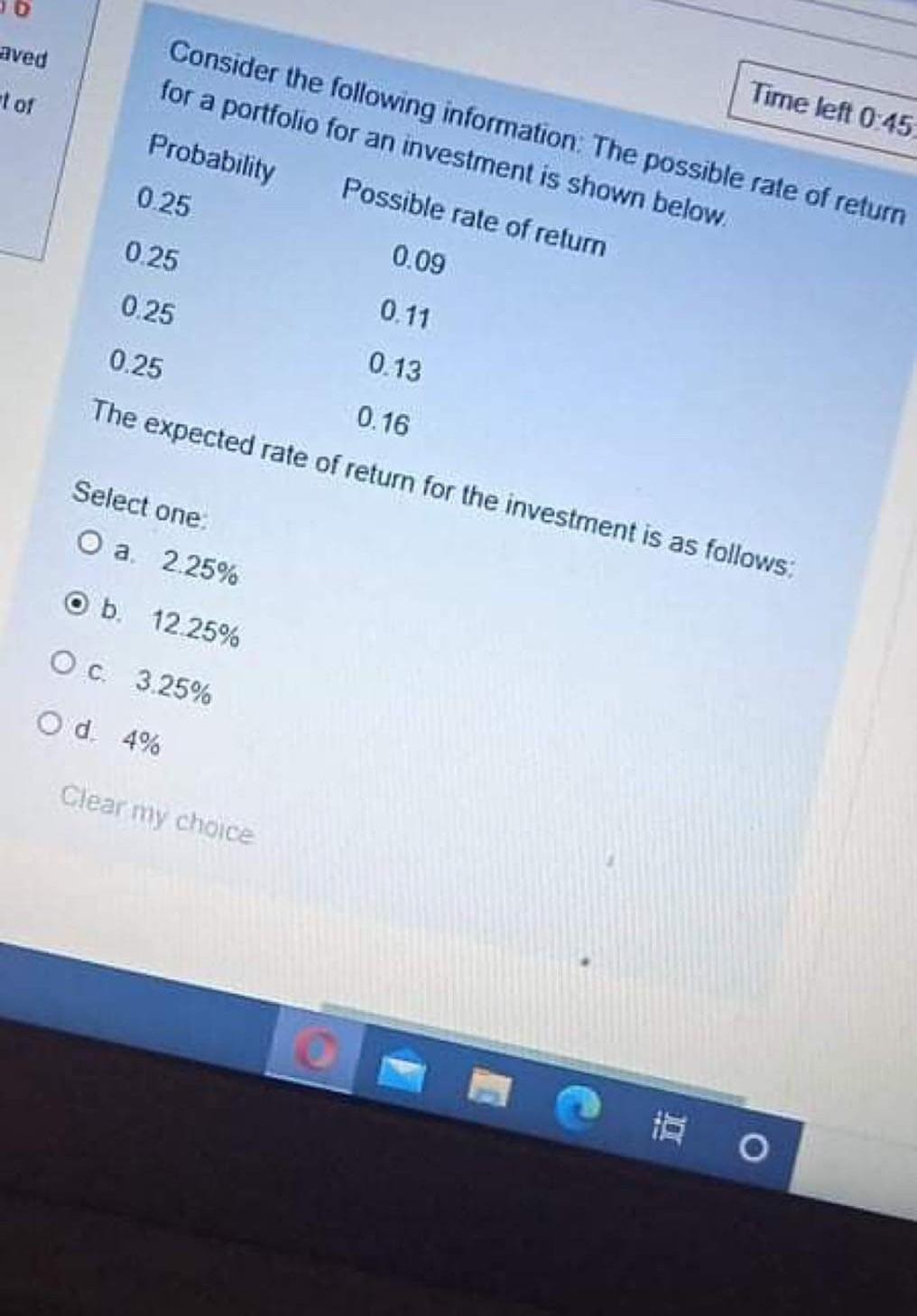 20%, 5%, 10%, and 15%. Which one is the riskiest? Time left