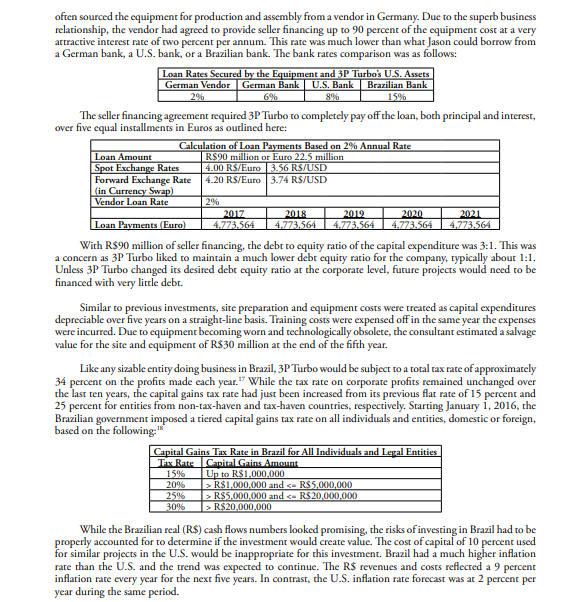 Analyze the case presented and use it to develop/fill out the loan
