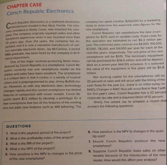  CHAPTER CASE Conch Republic Electronics onch Republic Electronics is a midsized