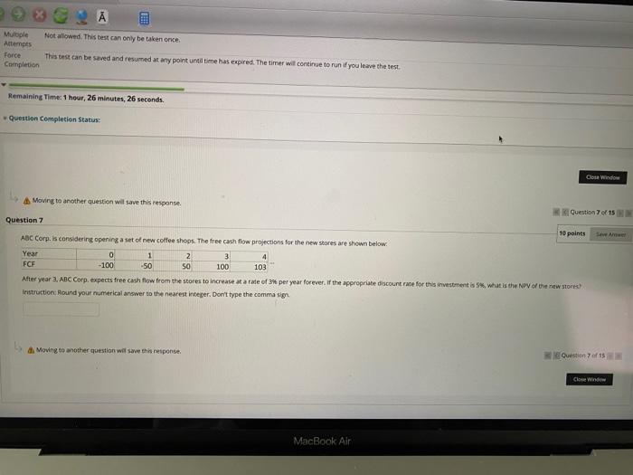  Multiple Not allowed. This test can only be taken once Attempts