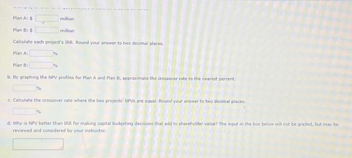 as considering two mutually exclusive expansion plans. Plan A requires in $39