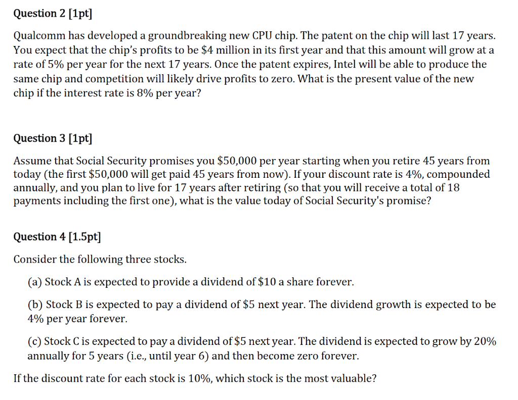 Please answer the following questions with steps! Thanks! Question 2 [1pt] Qualcomm