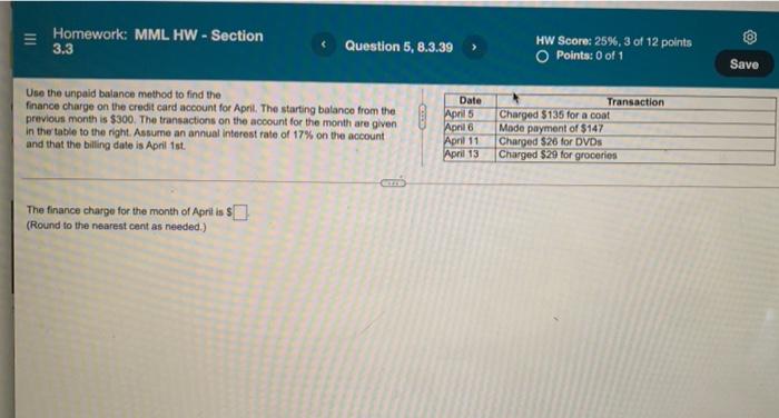  = Homework: MML HW - Section 3.3 Question 5, 8.3.39 HW