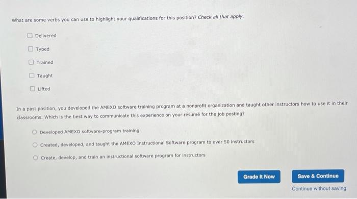 Information into Effective Resume Categories- More Practice Read the job description, and