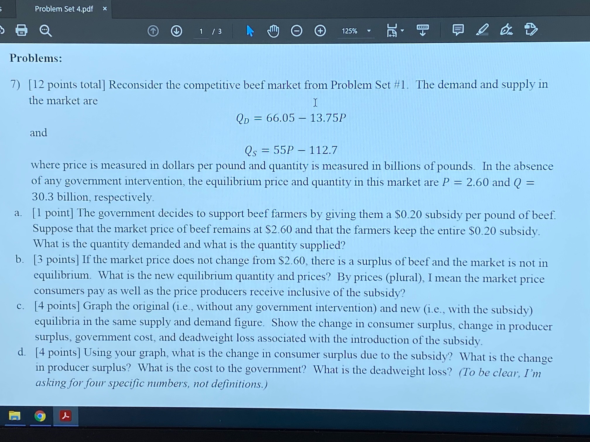  Problem Set 4.pdf x T 1 + 125% Problems: 7) [12