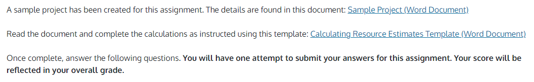  A sample project has been created for this assignment. The details