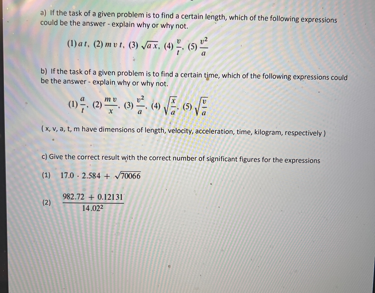  a) If the task of a given problem is to find