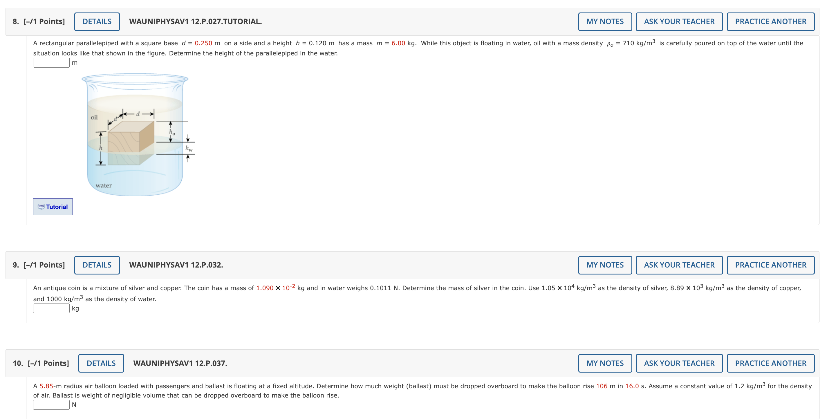 please circle the answers 2. [-11 Points] WAUNIPHVSAV1 12.P.005. ASK YOUR TEACHER