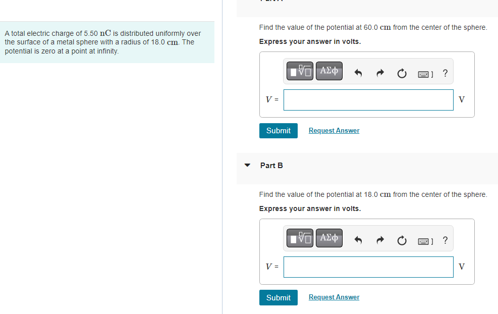 R2 = 6.00 cm. Both shells are made of insulating material. The