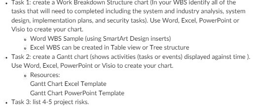  . Task 1: create a Work Breakdown Structure chart (In your