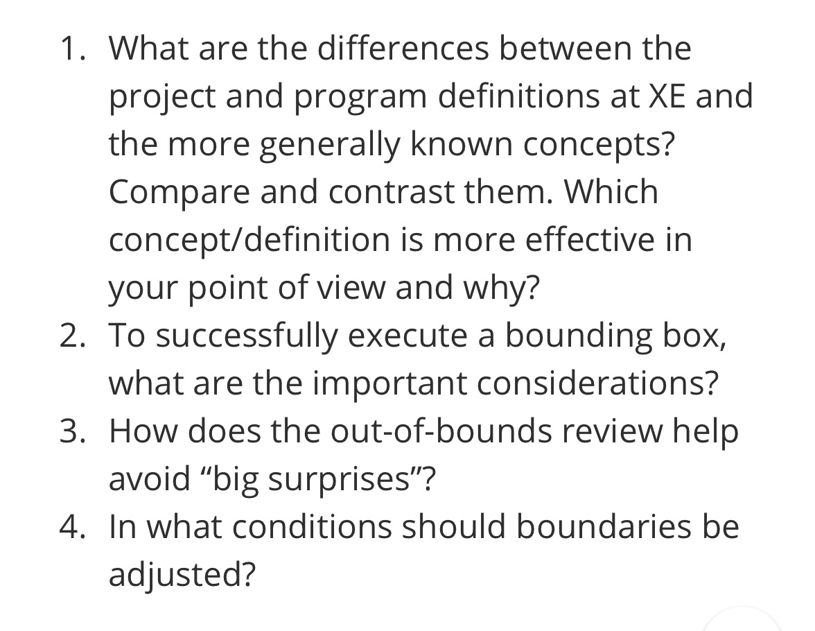  1. What are the differences between the project and program definitions