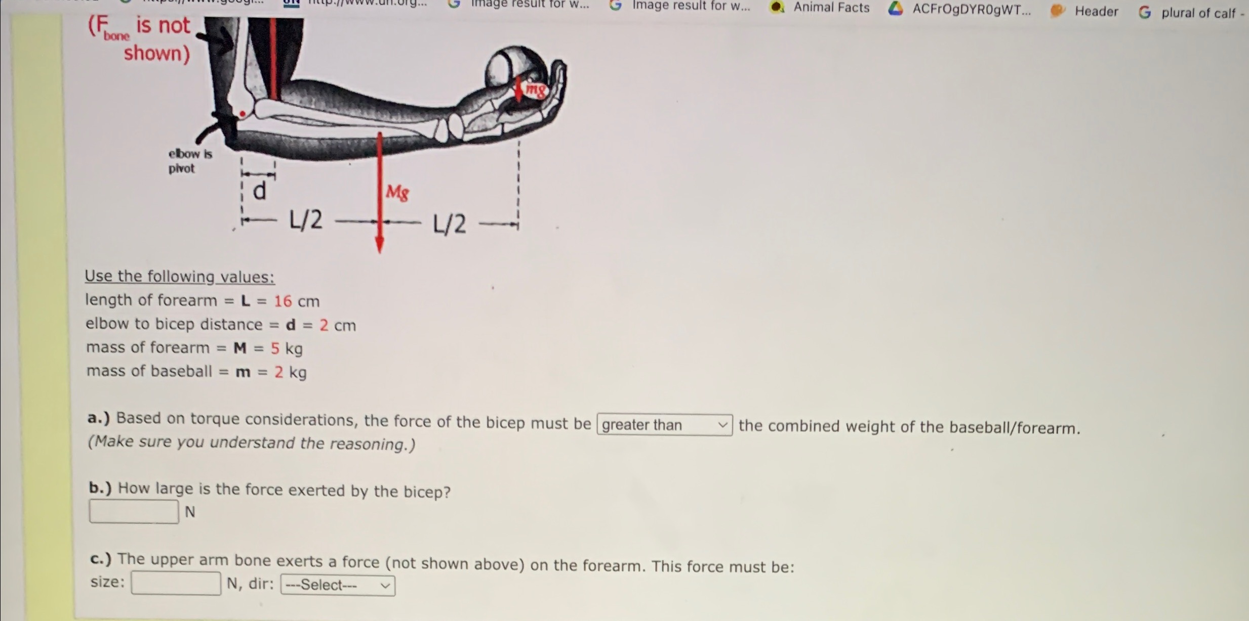 3 act at either end, while force 2 acts 1/4 of the