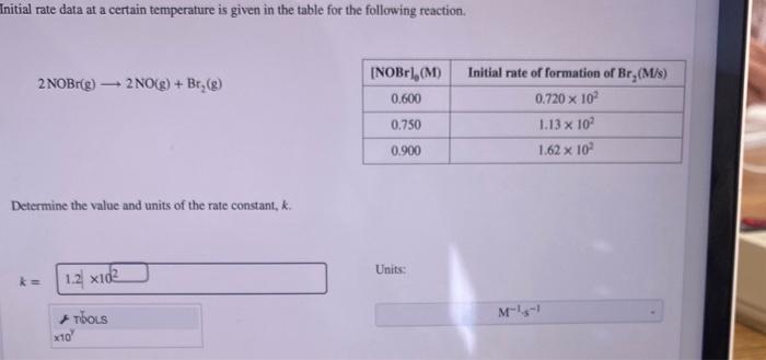  initial rate data at a certain temperature is given in the