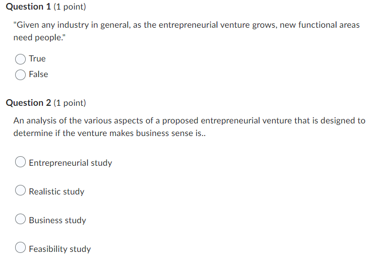 Question 1 (1 point) "Given any industry in general, as the