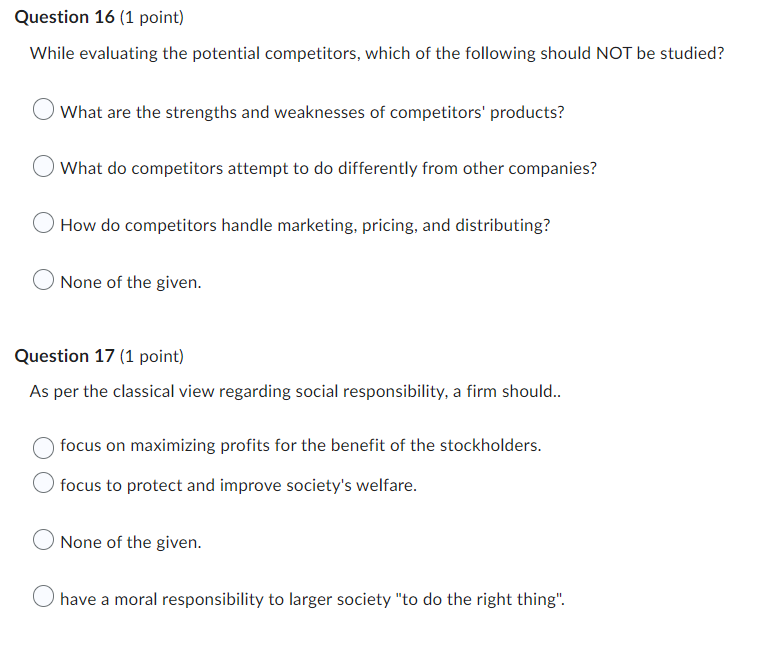 Feasibility studyQuestion 3 [1 point} An organization that is independently owned, operated,