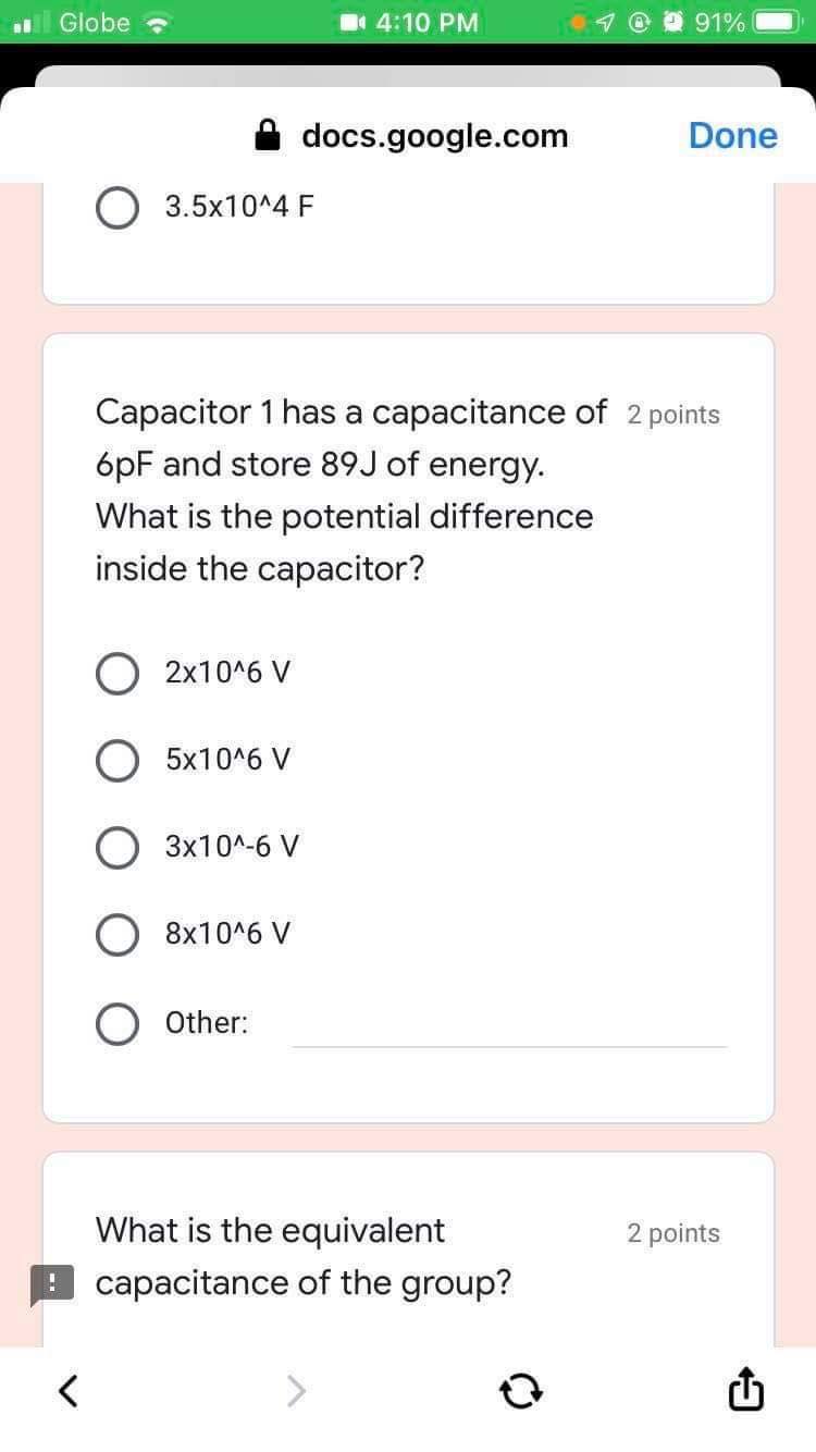store 1.7x10^-7 C of 1 point charge and is connected to a