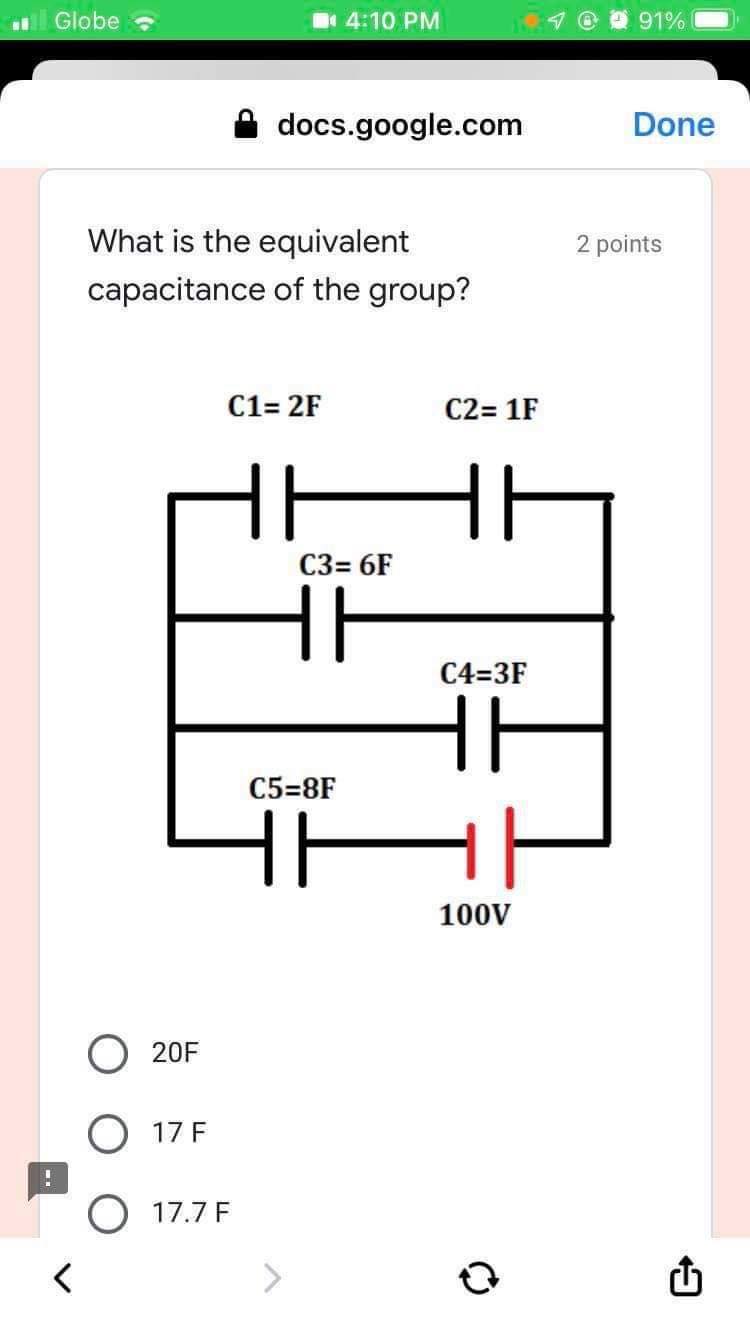 F O 2.8x10^-8 F O 1.02x10^-6 F O 3.5x10^4 F Capacitor 1