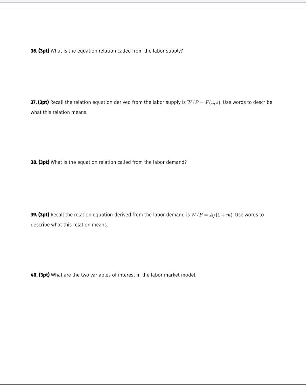 36-40 are comprehensive questions with no previous information or graphs, just some