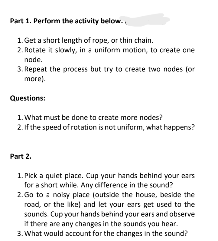  Part 1. Perform the activity below. , 1. Get a short
