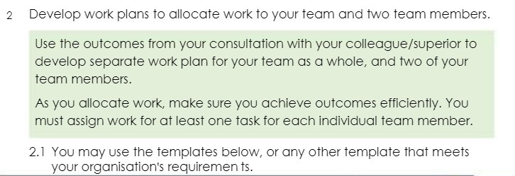 2 Develop work plans to allocate work to your team and
