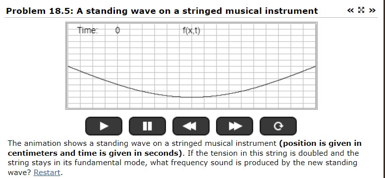 https://www.compadre.org/Physlets/waves/prob18_5.cfm Problem 18.5: A standing wave on a stringed musical instrument 3-