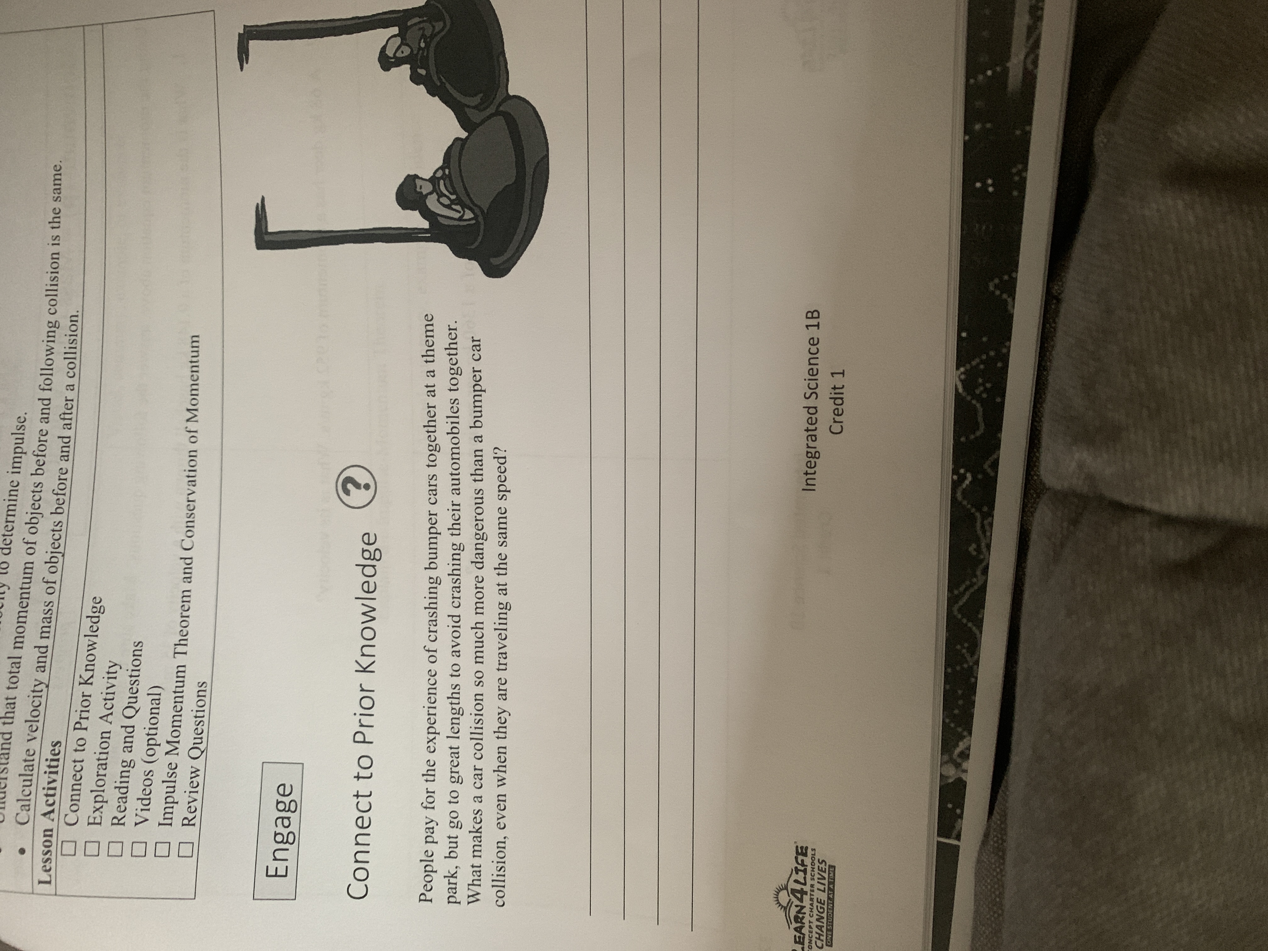 answer the question o determine impulse. stand that total momentum of objects