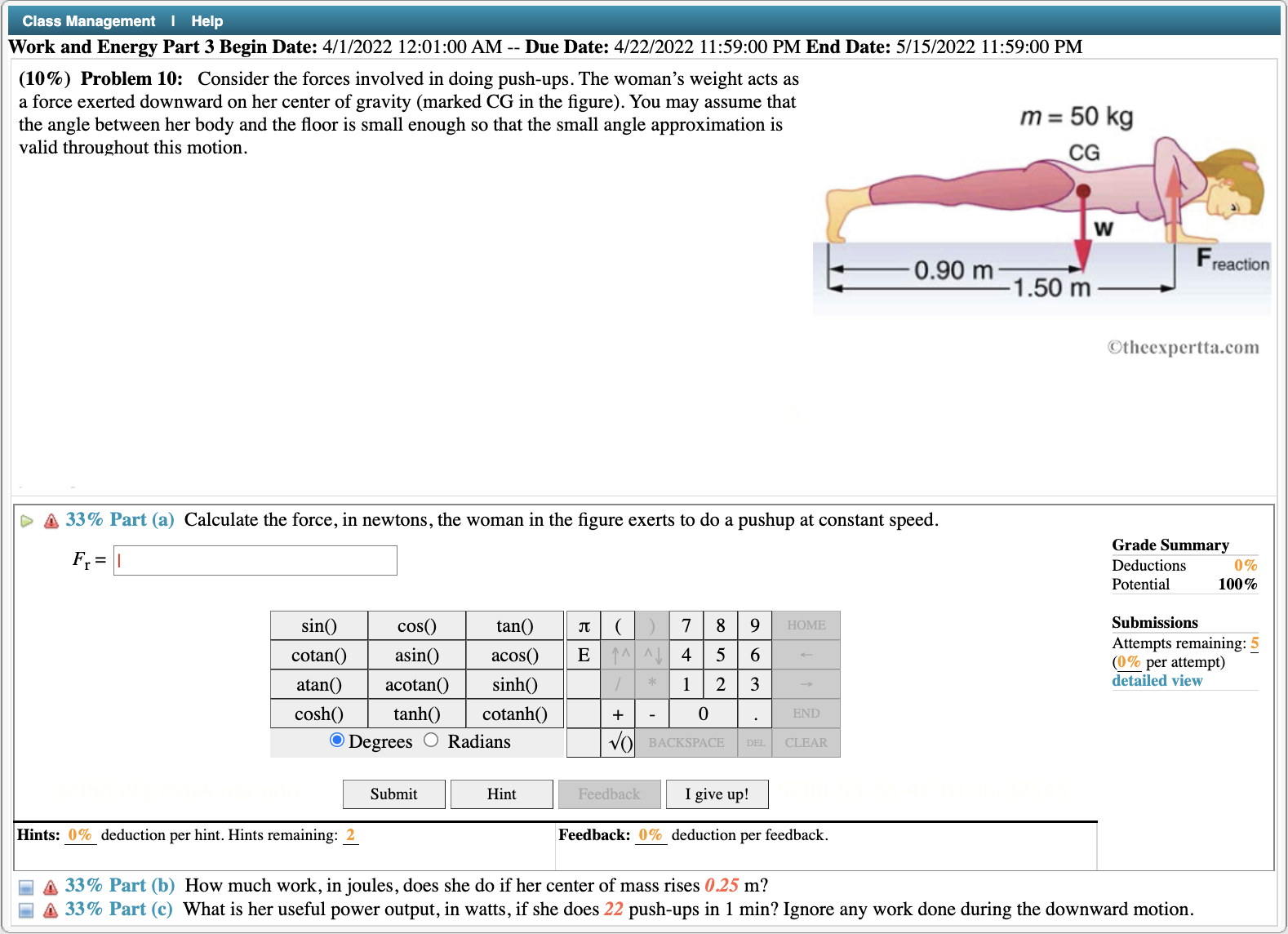  ClassManagernem | Help Work and Energy Part 3 Begin Date: 4/1/2022