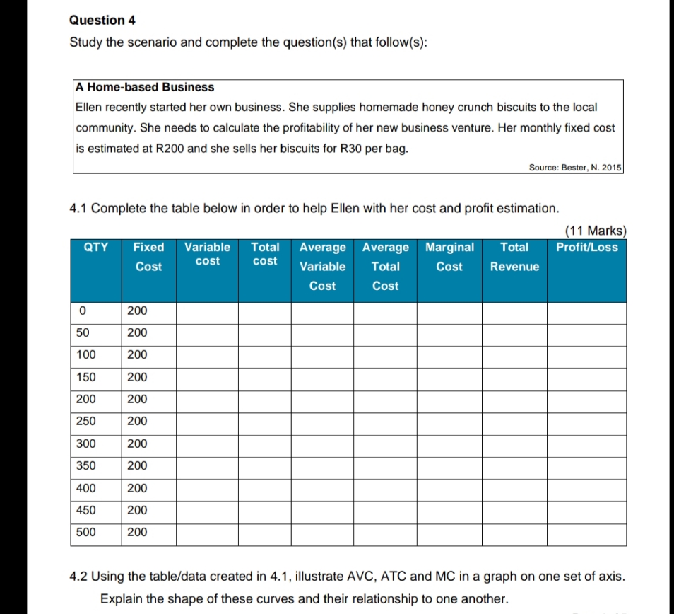please write step by step Question 4 Study the scenario and complete