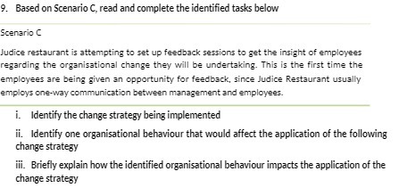 9. Based on Scenario C, read and complete the identified tasks
