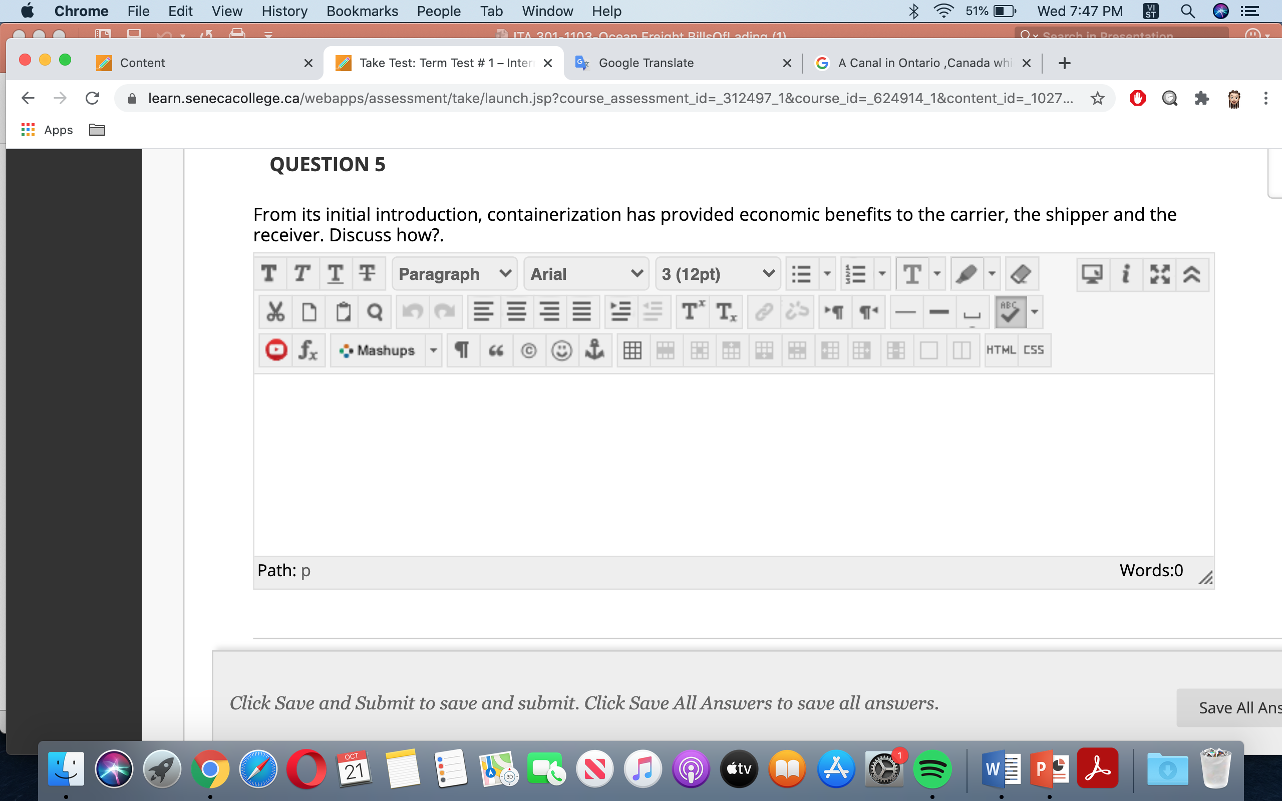 Freight Billonfl adina (1) Ov ... Content X Take Test: Term Test