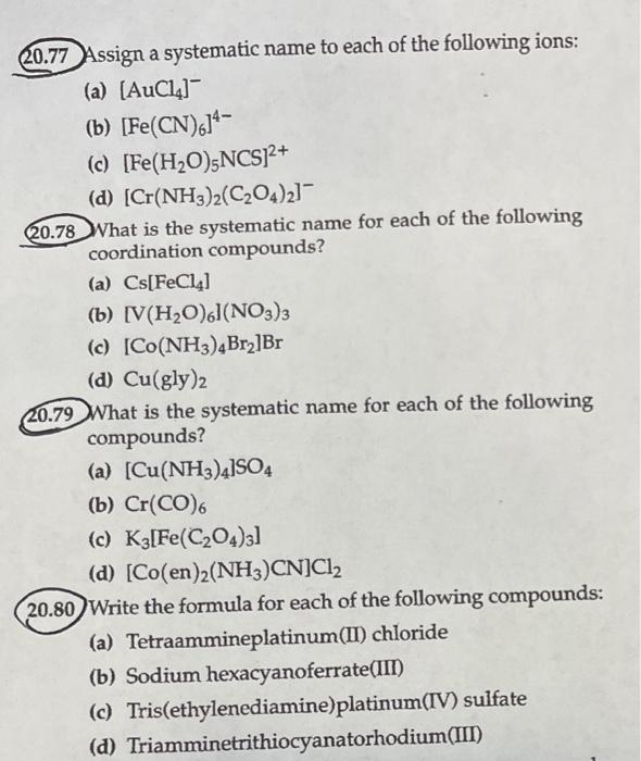 may I please get help to understand these problems? 20.77 Assign a