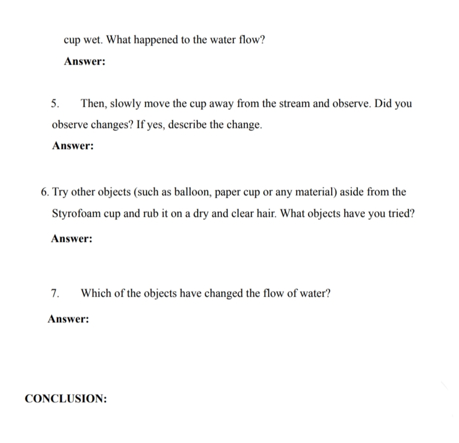 acquire real-life concepts of static electricity. Materials: 0 3 Styrofoam! paper cups