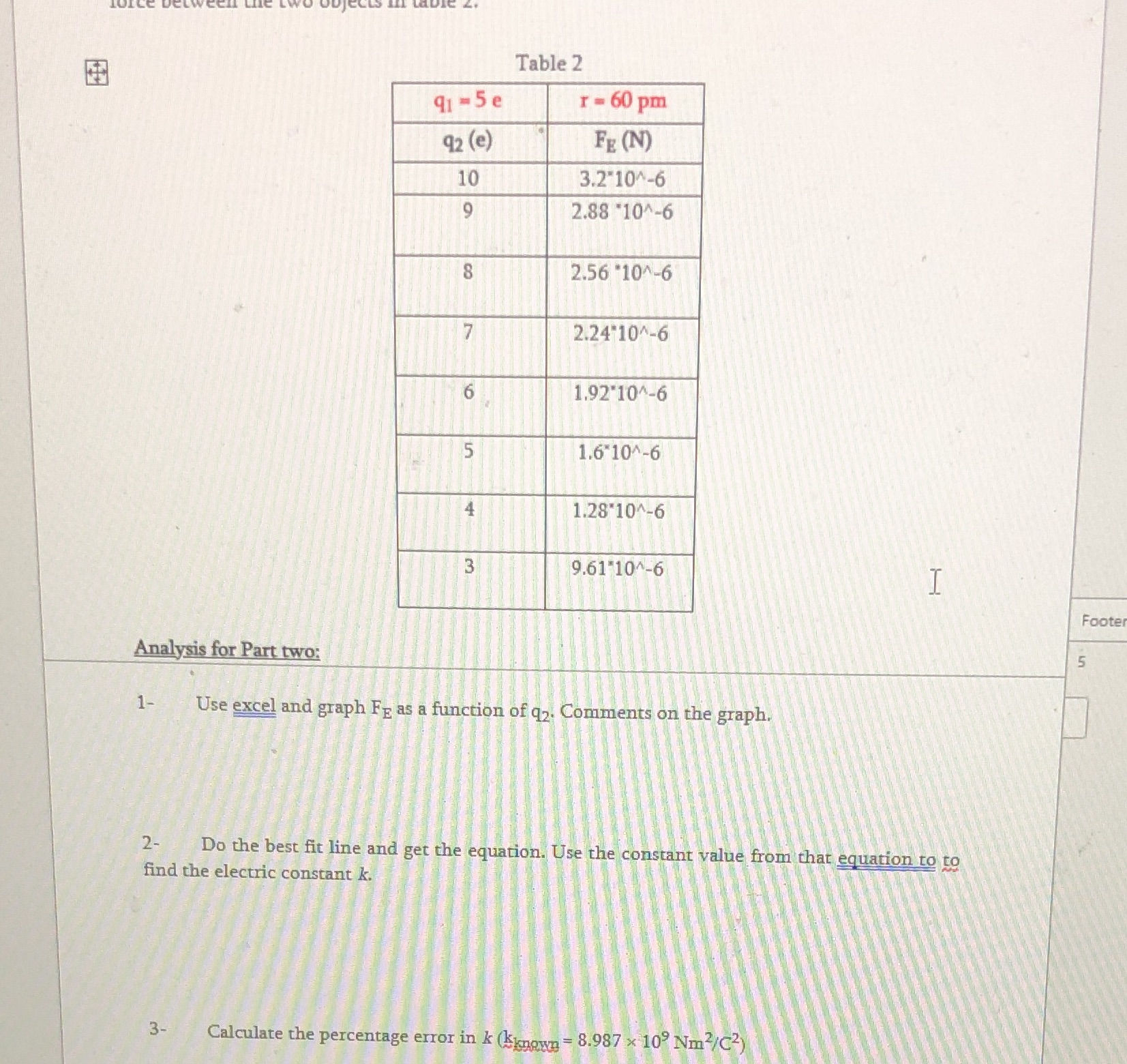 Answer 1-3 please use Microsoft excel find slope and label x and