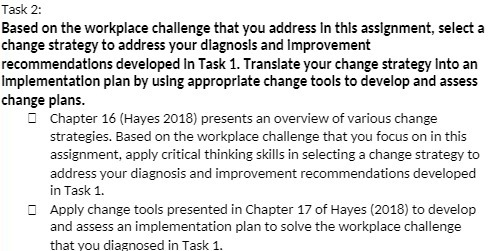 Task 2: Based on the workplace challenge that you address In