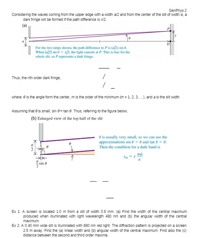 GenPhys 2 Considering the waves coming from the upper edge with