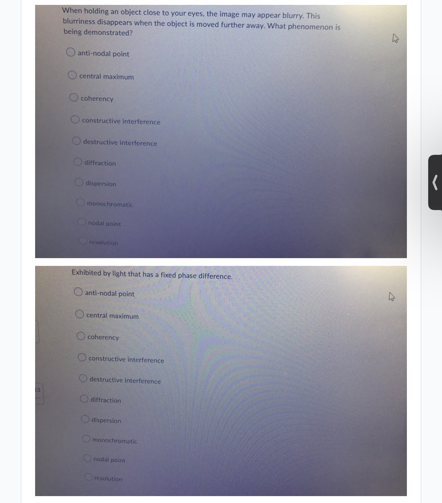 diffraction dispersion monochromatic nodal point resolution24% . . . 6:53 PM Wed