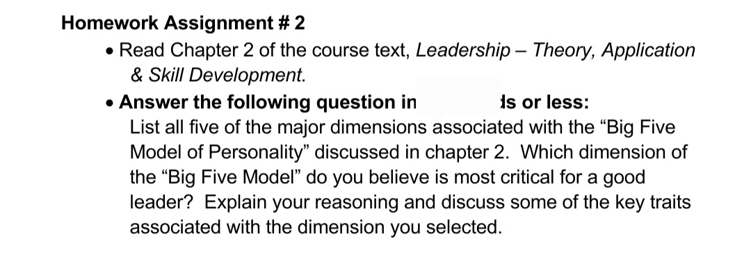 Homework Assignment # 2 . Read Chapter 2 of the course