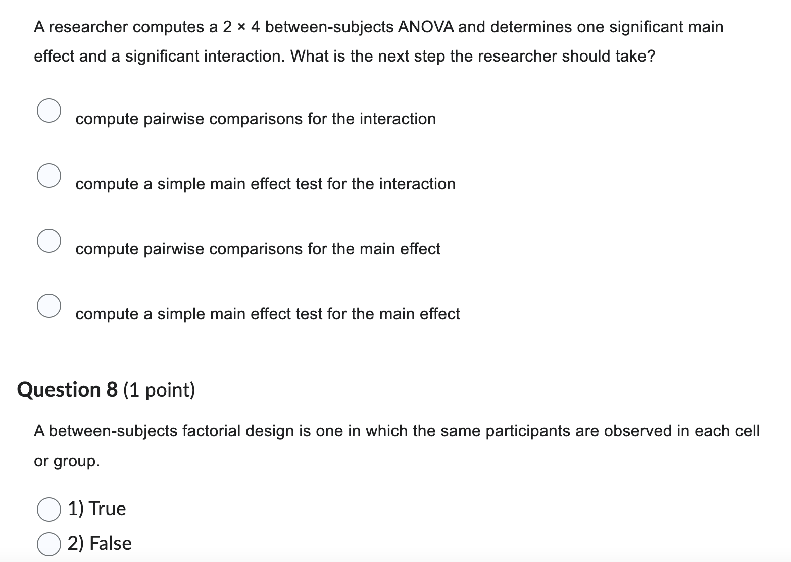 When computing a two-way between-subjects ANOVA, we assume that the data we