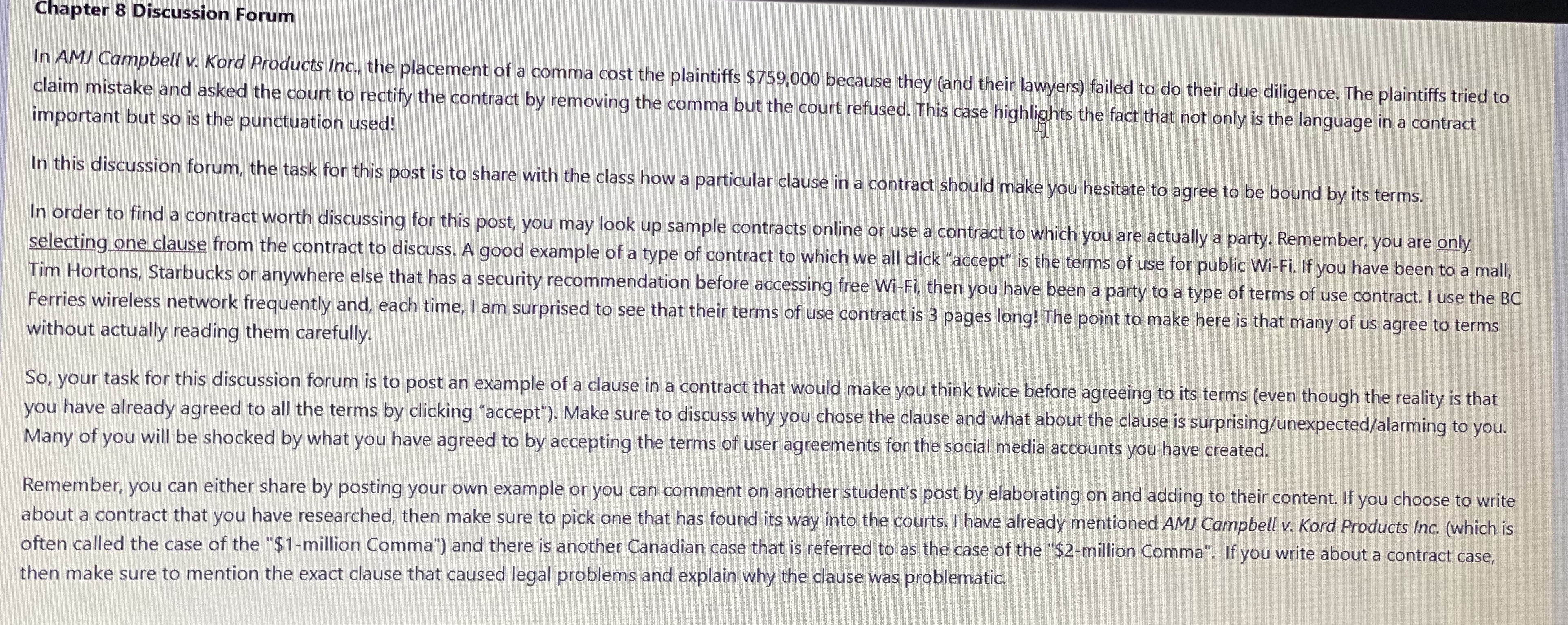 Please provide references if needed. Chapter 8 Discussion Forum In AMJ Campbell