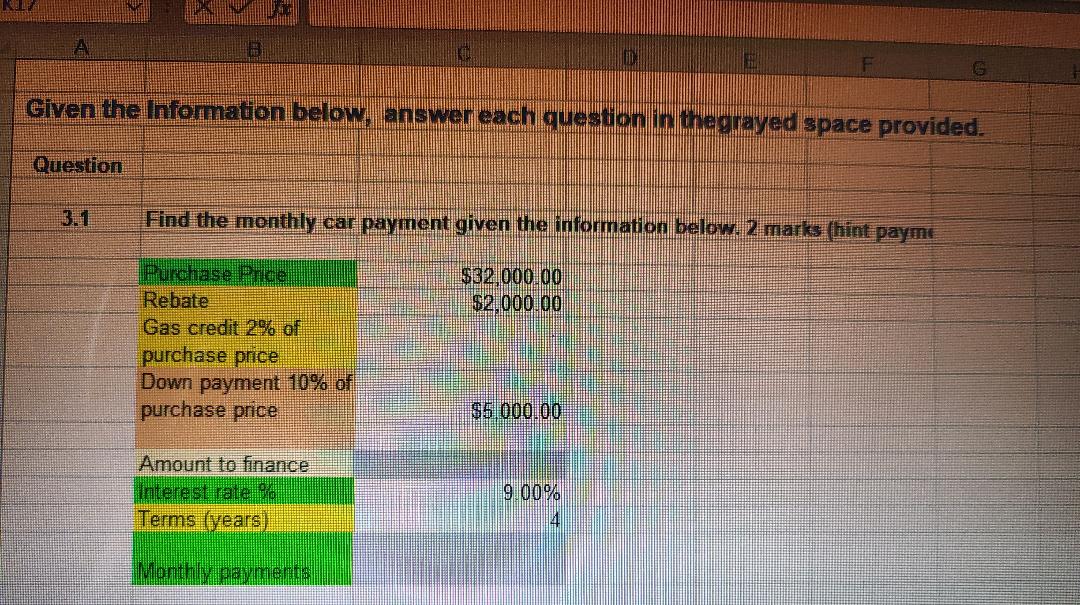  F. Given the Information below, answer each question in thegrayed space