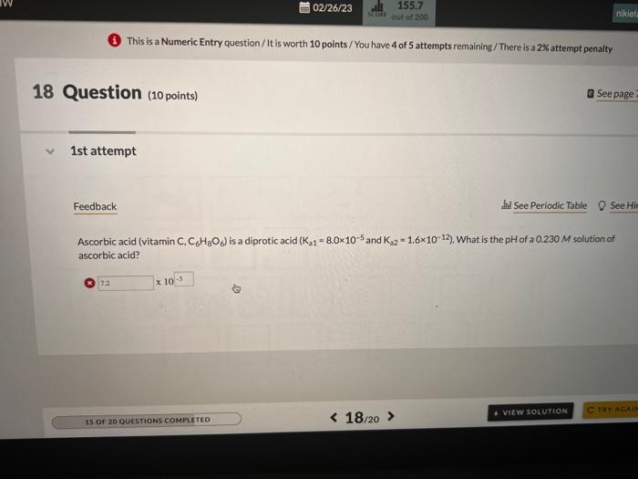  (i) This is a Numeric Entry question / It is worth