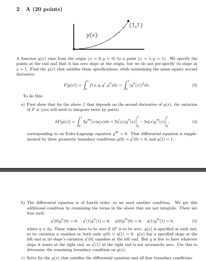  2 A (20 points) / (1, 1 ) y(X) A function