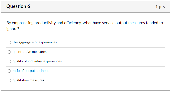 Hi, please help to select the correct option Question 6 1 pts