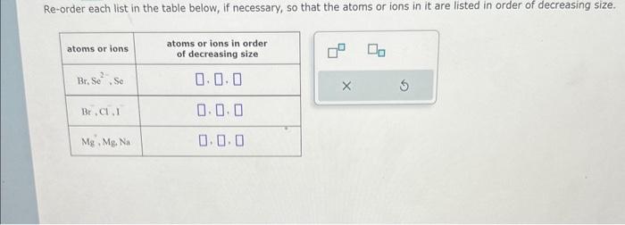  Re-order each list in the table below, if necessary, so that