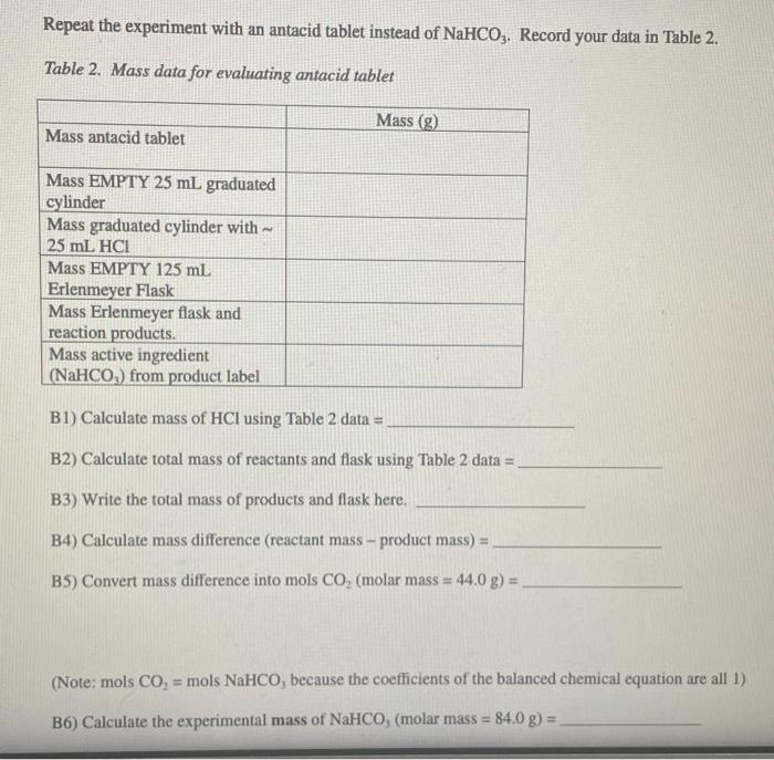 ASAP. Mass data for Evaluating antacid tablet \begin{tabular}{l|l} & Mass (g) \\