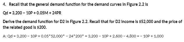  4. Recall that the general demand function for the demand curves