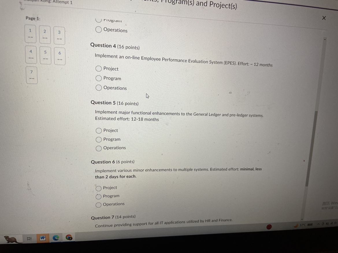 answer the questions below \f\f0 Operations Question 2 (16 points} system. Estimated