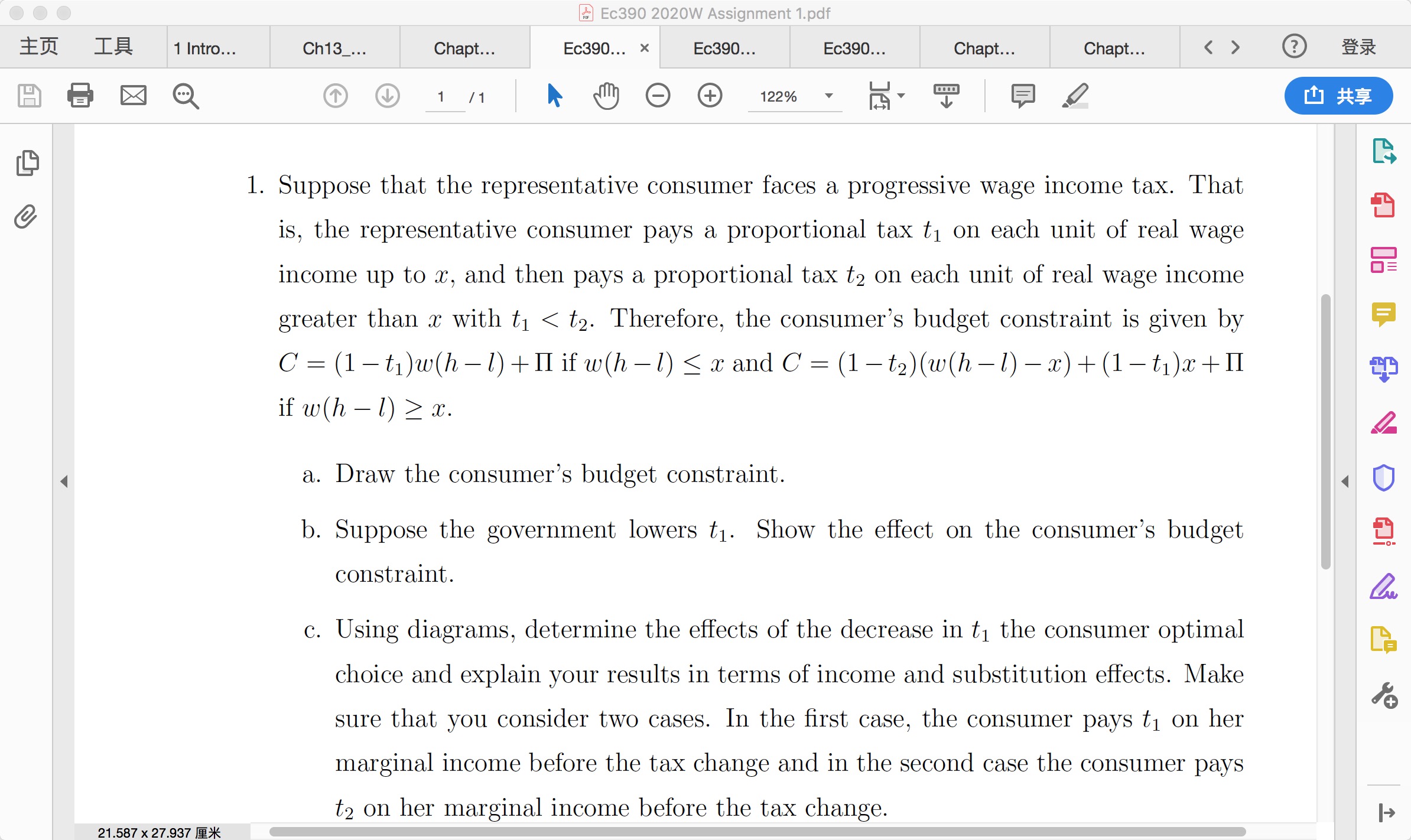 LEc390 2020W Assignment 1.pdf IA 1 Intro... Ch13_... Chapt... Ec390... X Ec390...