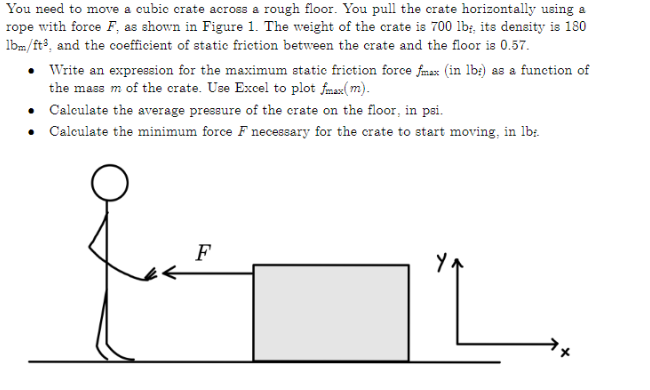  You need to move a cubic crate across a rough floor.
