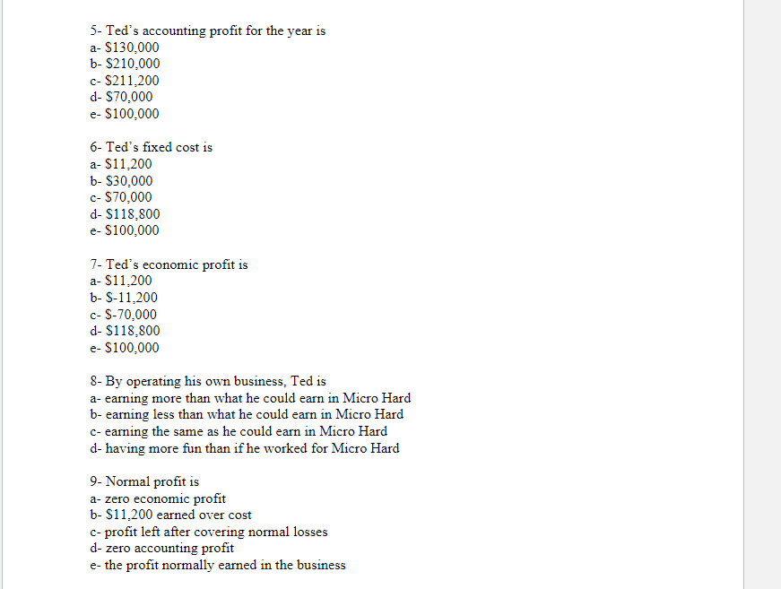 questions 1-8, using the following information: Ted Bizarre receives his degree in